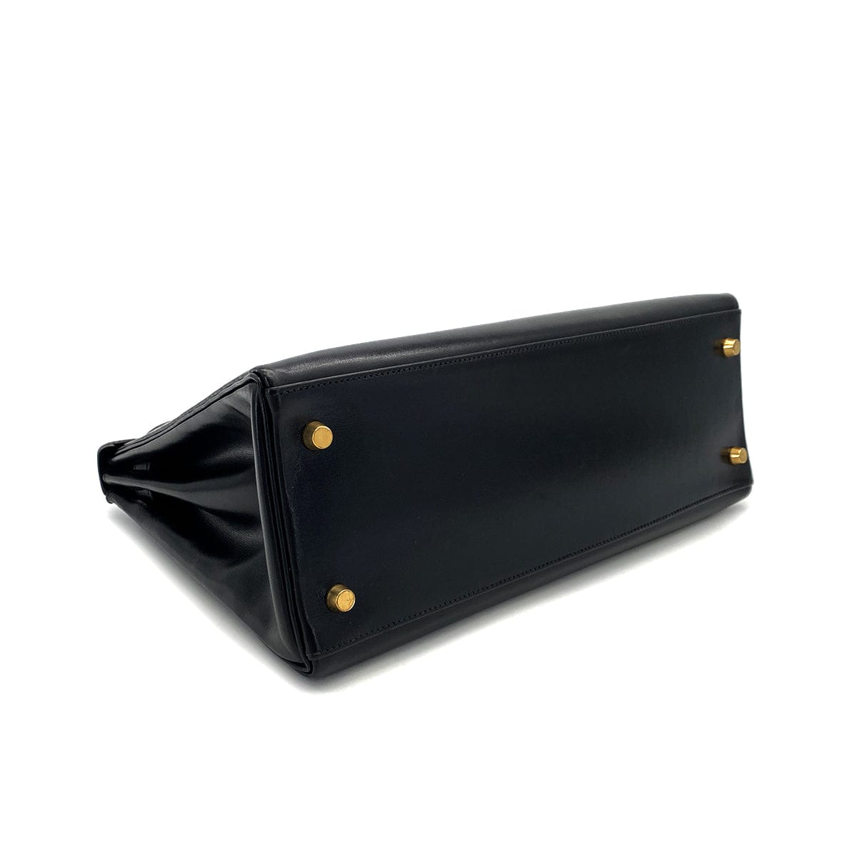 HERMES HERMES KELLY 32 RETOURNE BLACK BOXCALF HAND SHOULDER BAG 1993 CIRCLE W GOLD HARDWARE 90308965