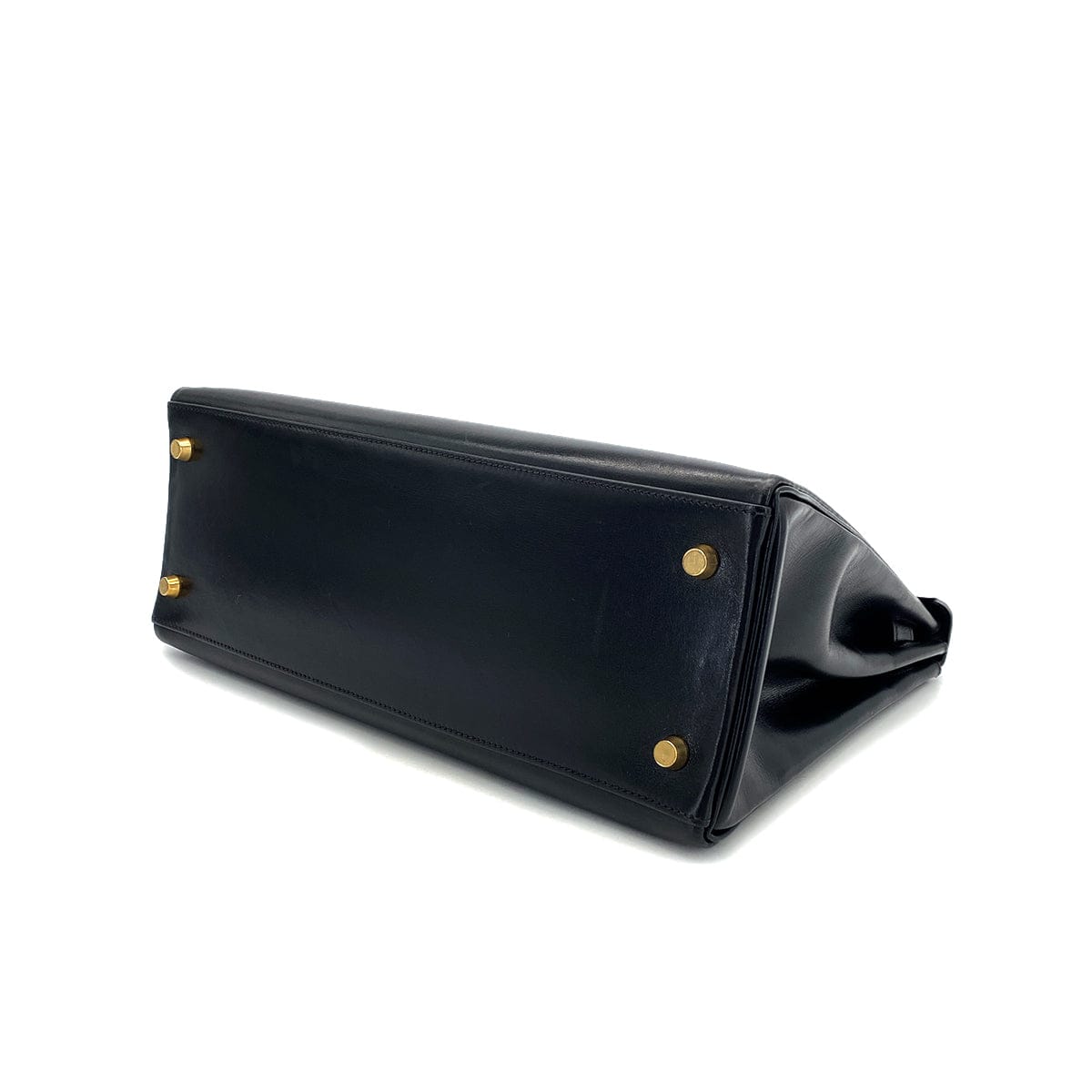 HERMES HERMES KELLY 32 RETOURNE BLACK BOXCALF HAND SHOULDER BAG 1993 CIRCLE W GOLD HARDWARE 90308965