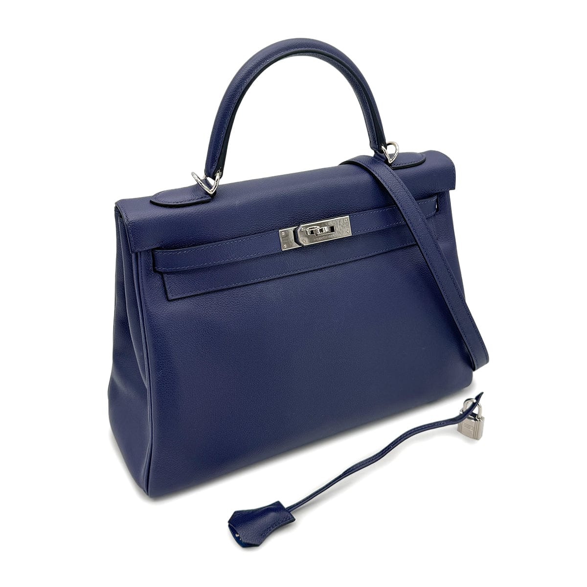 Hermes HERMES KELLY 32 RETOURNE BLEU ENCRE BLEU ZELLIGE EVERCOLOR HAND SHOULDER BAG D SHW 90272943