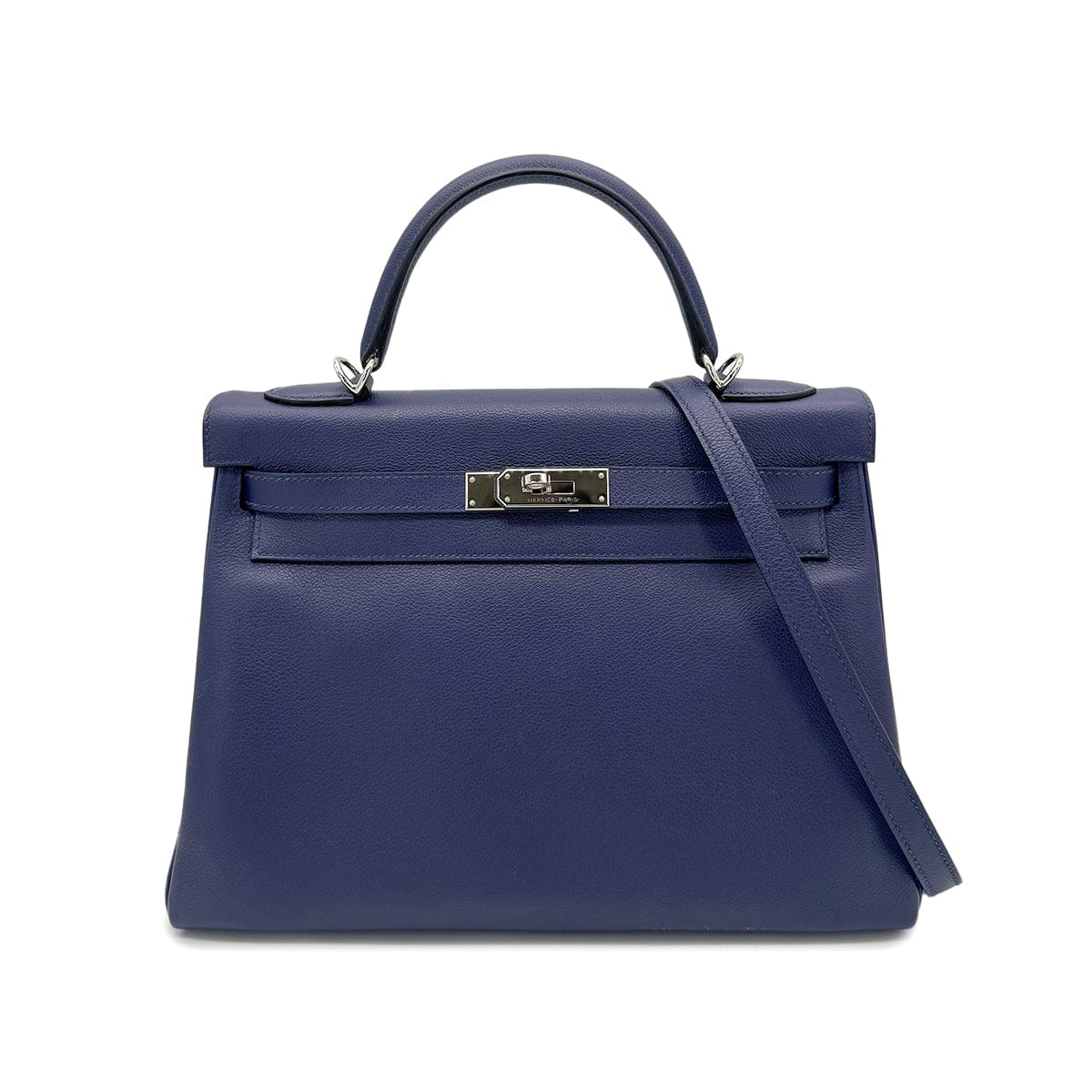 Hermes HERMES KELLY 32 RETOURNE BLEU ENCRE BLEU ZELLIGE EVERCOLOR HAND SHOULDER BAG D SHW 90272943