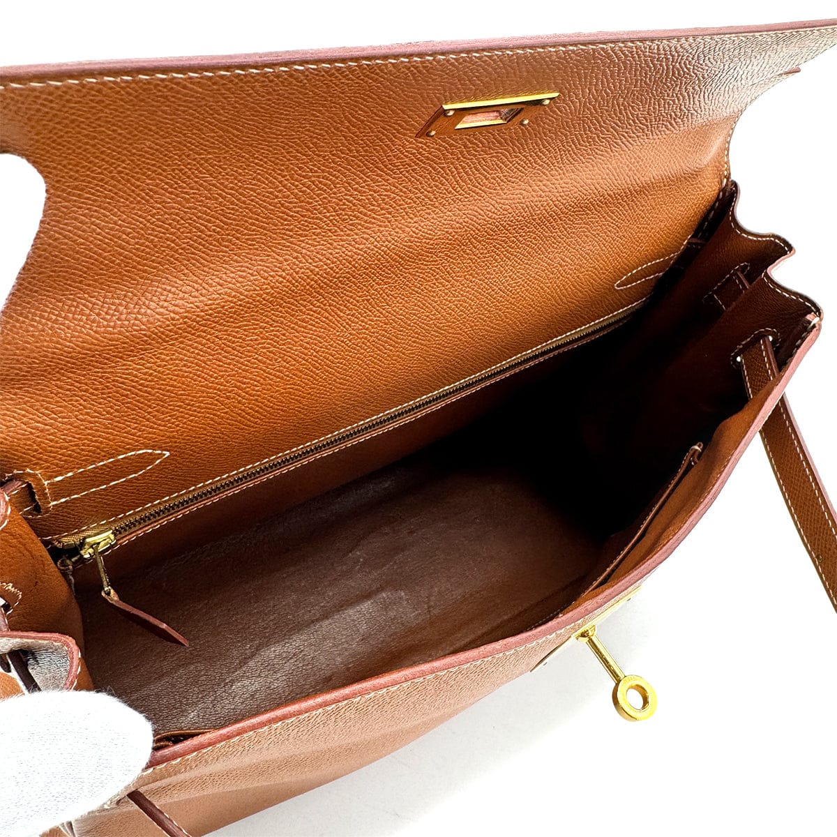 HERMES HERMES KELLY 32 RETOURNE GOLD COUCHEVEL HAND SHOULDER BAG □A GHW 90277076