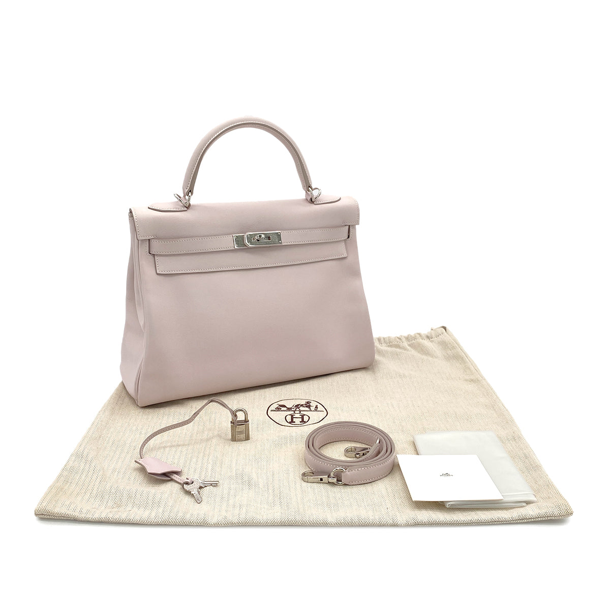HERMES HERMES KELLY 32 RETOURNE ROSE DRAGEE SWIFT HAND SHOULDER BAG □K SHW 90294971