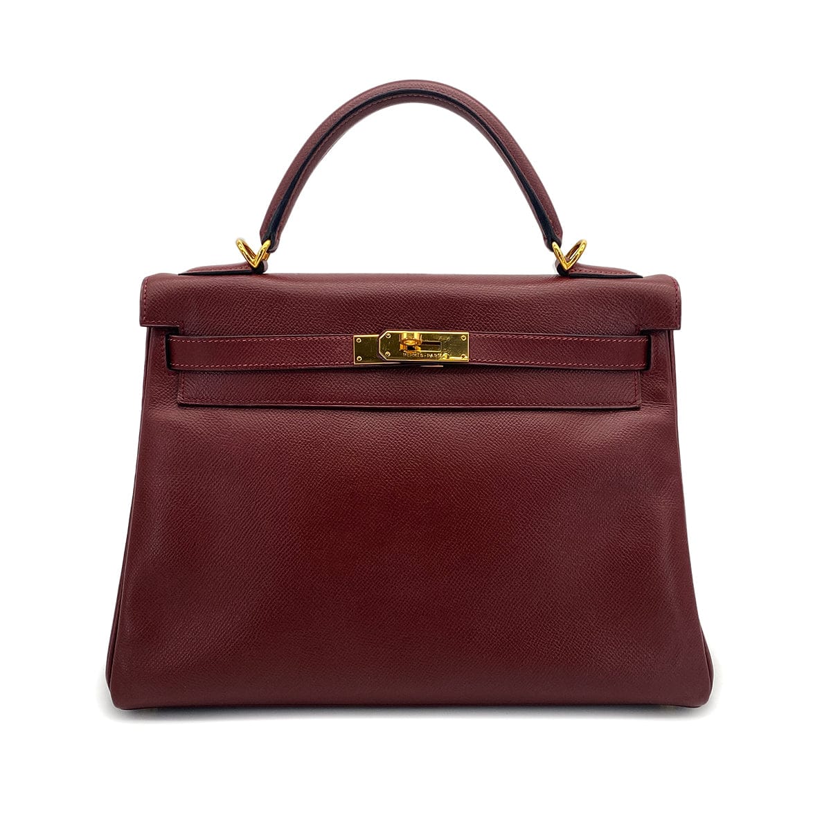 HERMES HERMES KELLY 32 RETOURNE ROUGE H COUCHEVEL HAND BAG 2000 SQUARE D GOLD HARDWARE 90308968