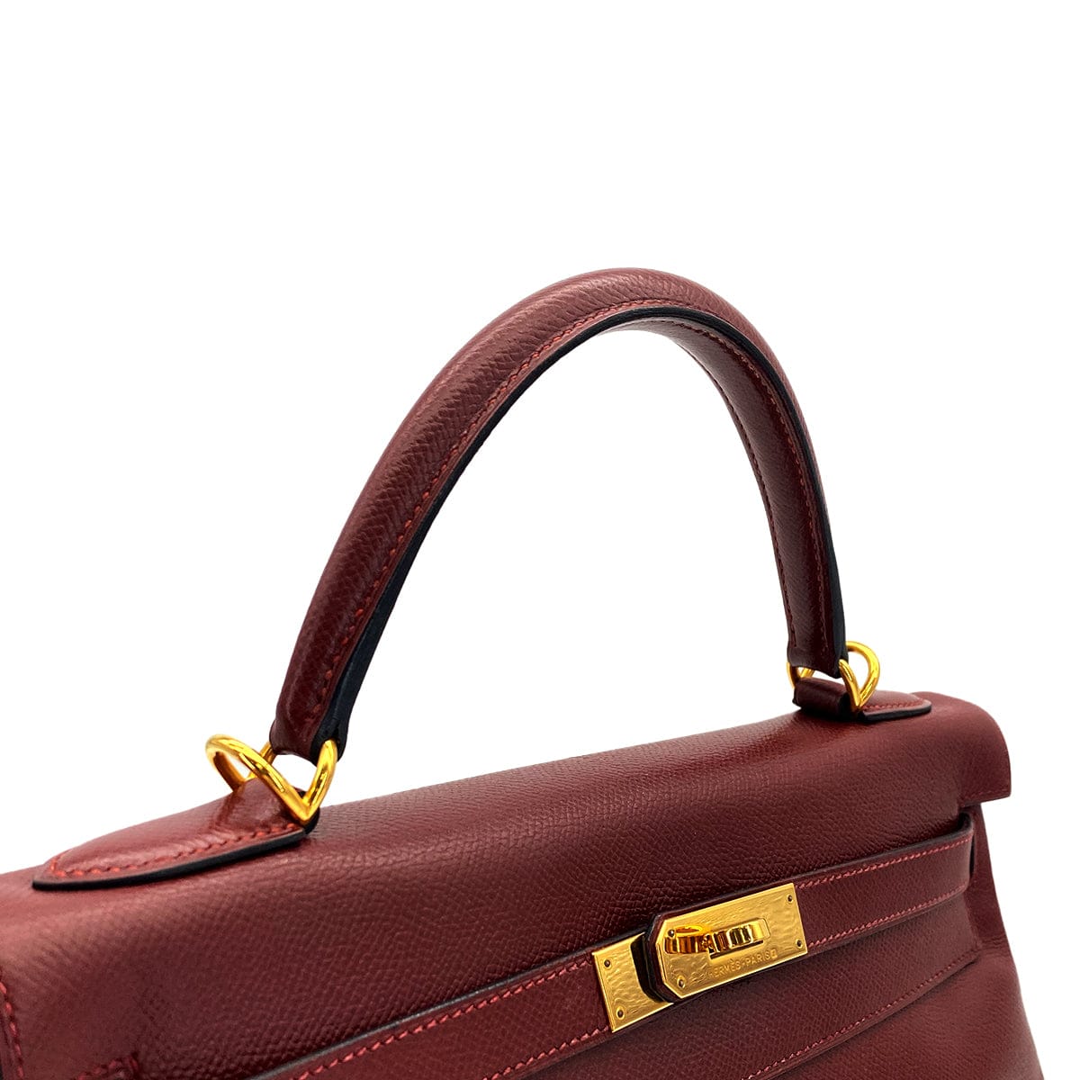 HERMES HERMES KELLY 32 RETOURNE ROUGE H COUCHEVEL HAND BAG 2000 SQUARE D GOLD HARDWARE 90308968