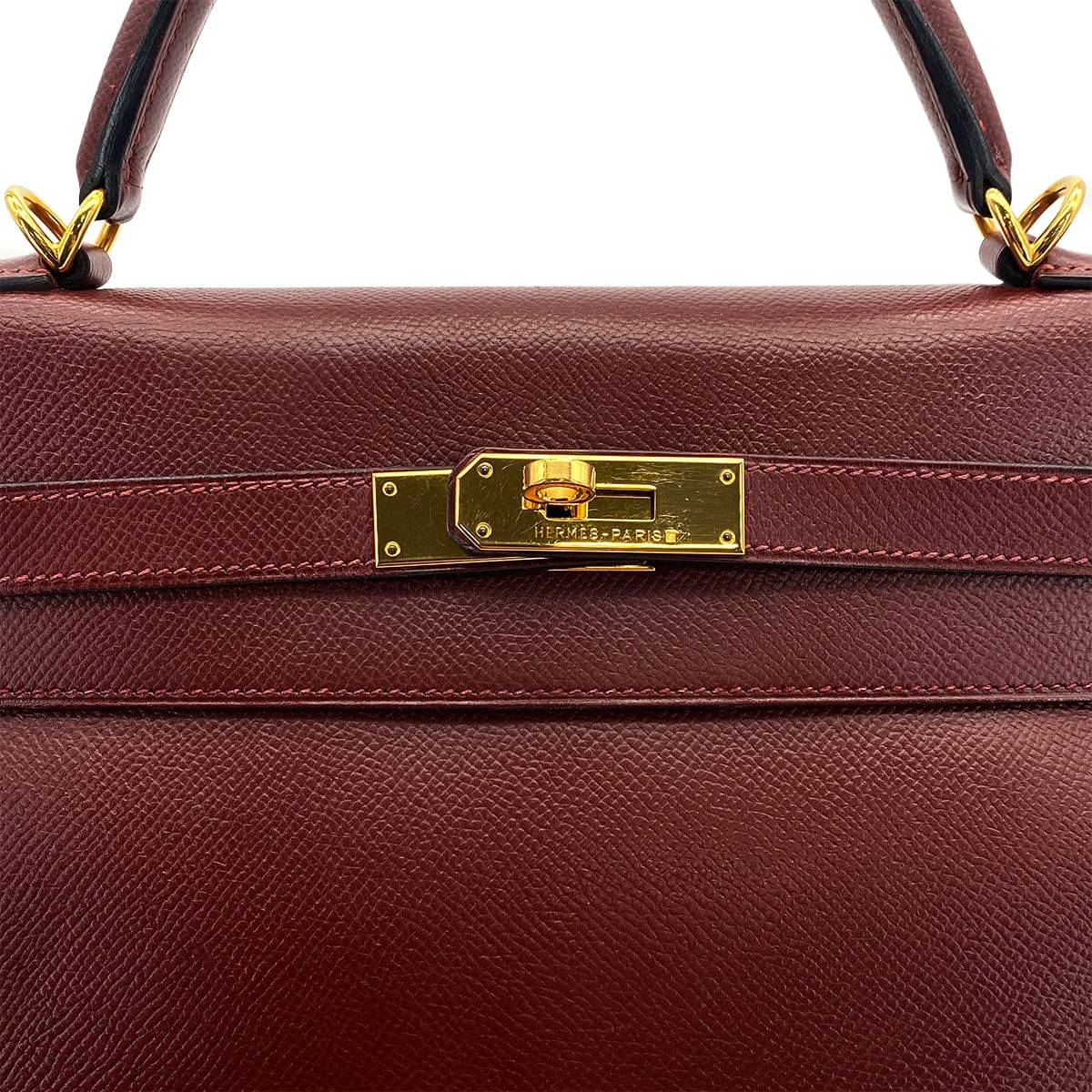 HERMES HERMES KELLY 32 RETOURNE ROUGE H COUCHEVEL HAND BAG 2000 SQUARE D GOLD HARDWARE 90308968