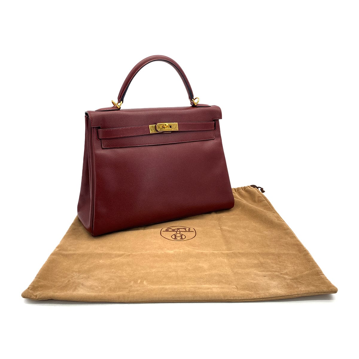 HERMES HERMES KELLY 32 RETOURNE ROUGE H COUCHEVEL HAND BAG 2000 SQUARE D GOLD HARDWARE 90308968