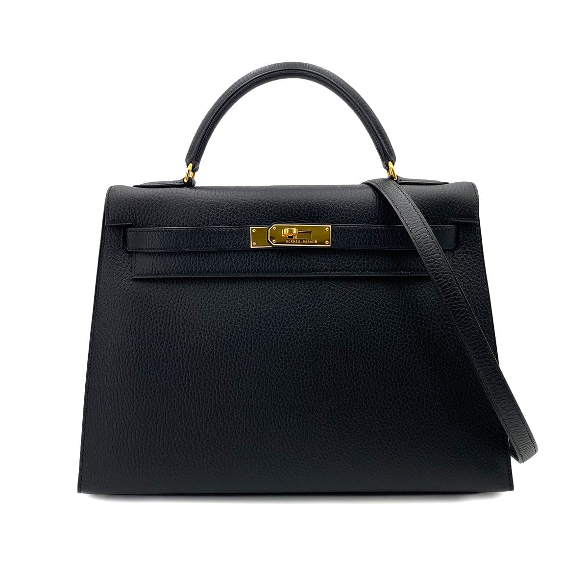 HERMES HERMES KELLY 32 SELLIER BLACK ARDENNES HAND SHOULDER BAG □B 90242962