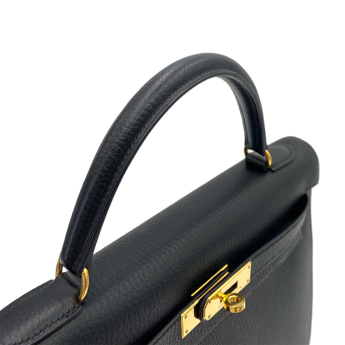 HERMES HERMES KELLY 32 SELLIER BLACK ARDENNES HAND SHOULDER BAG □B 90242962
