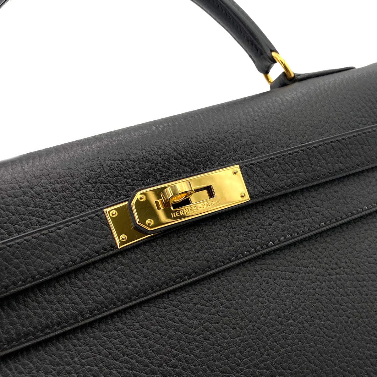 HERMES HERMES KELLY 32 SELLIER BLACK ARDENNES HAND SHOULDER BAG □B 90242962