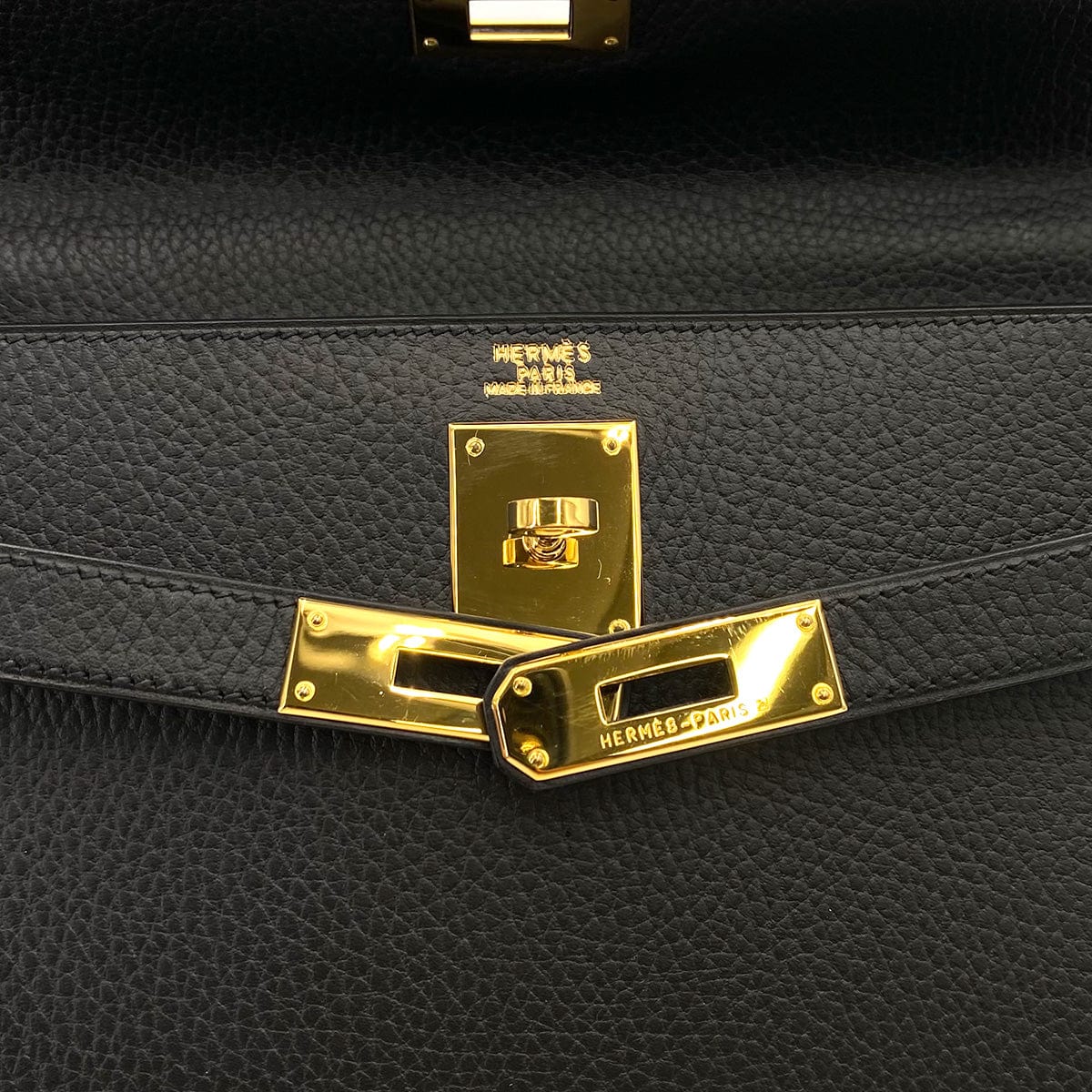 HERMES HERMES KELLY 32 SELLIER BLACK ARDENNES HAND SHOULDER BAG □B 90242962