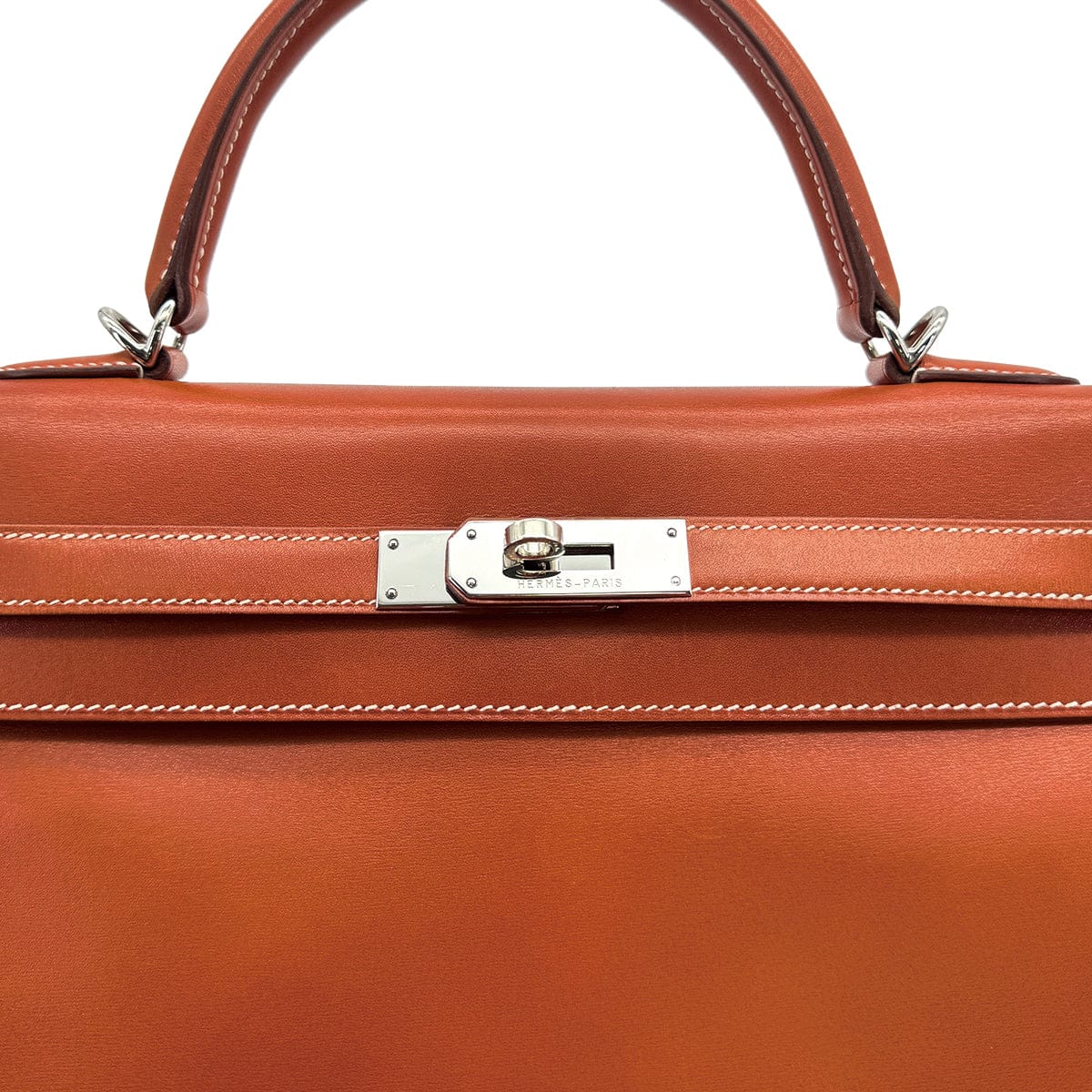 HERMES HERMES KELLY 35 RETOURNE BRICK BOXCALF HAND SHOULDER BAG 2010 SQUARE N PALLADIUM HARDWARE 90310335