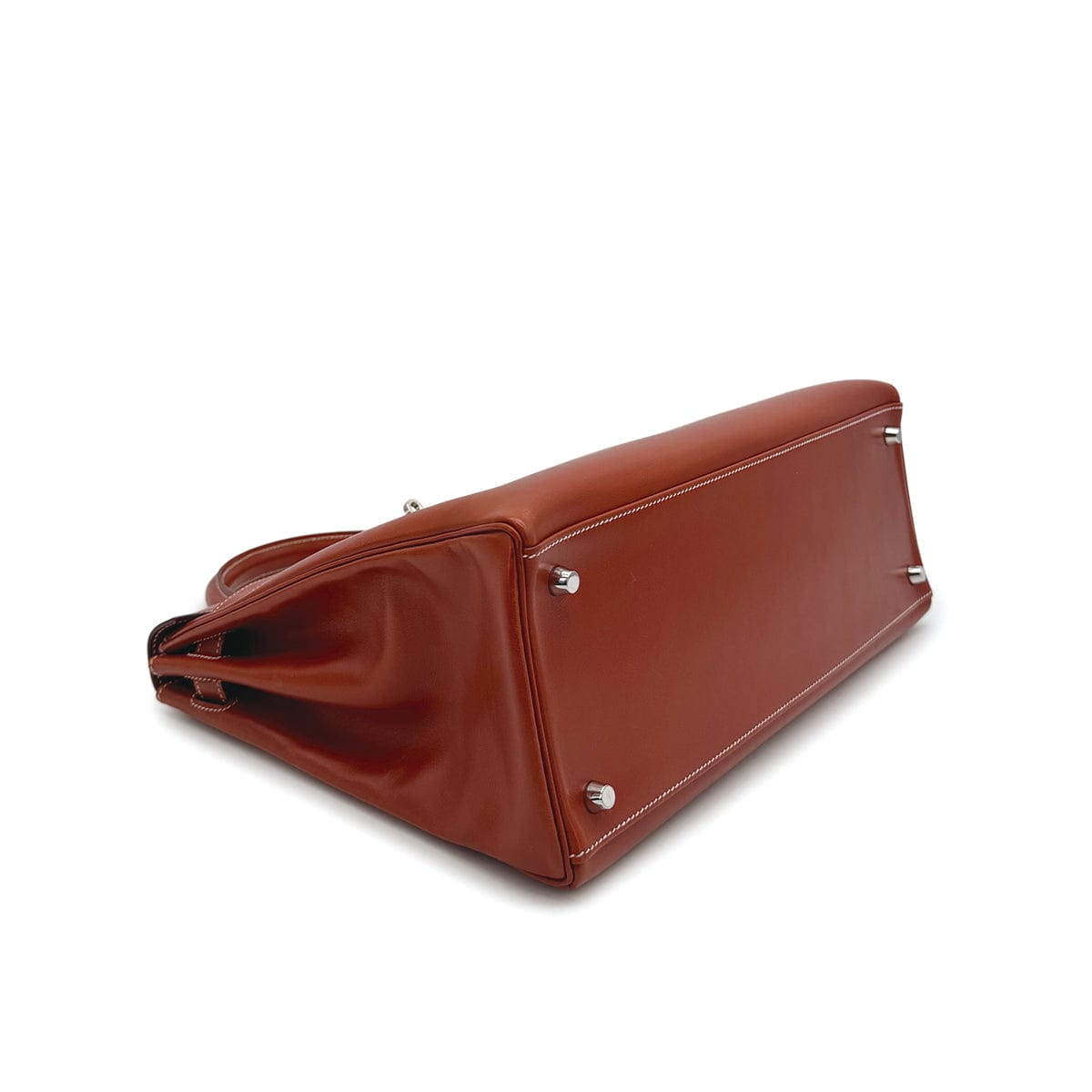 HERMES HERMES KELLY 35 RETOURNE BRICK BOXCALF HAND SHOULDER BAG 2010 SQUARE N PALLADIUM HARDWARE 90310335