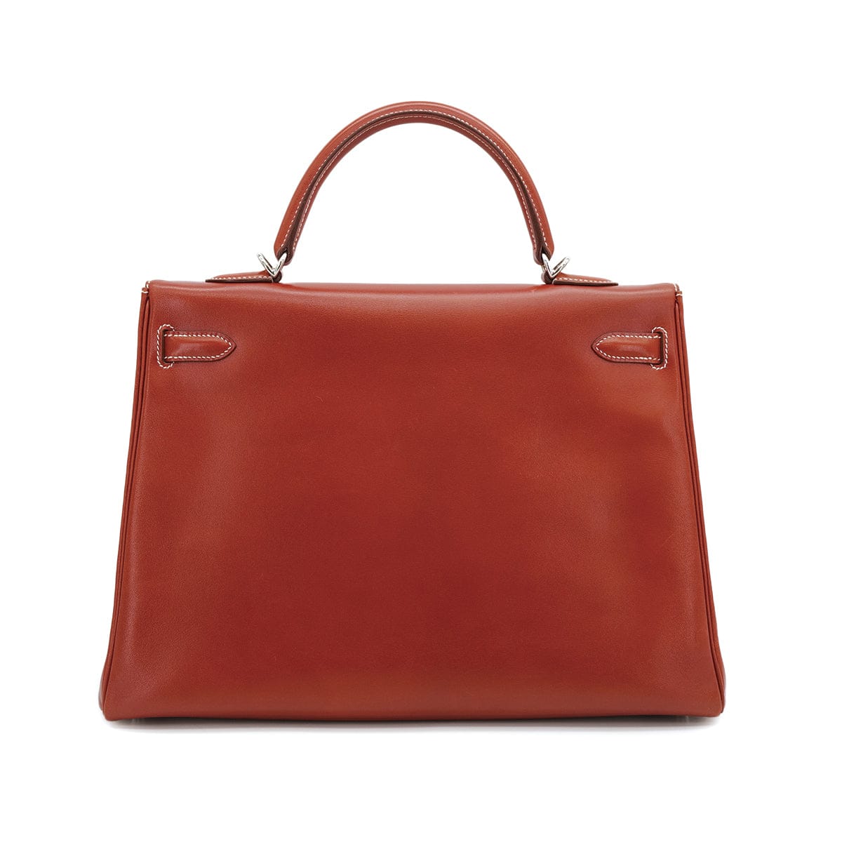 HERMES HERMES KELLY 35 RETOURNE BRICK BOXCALF HAND SHOULDER BAG 2010 SQUARE N PALLADIUM HARDWARE 90310335