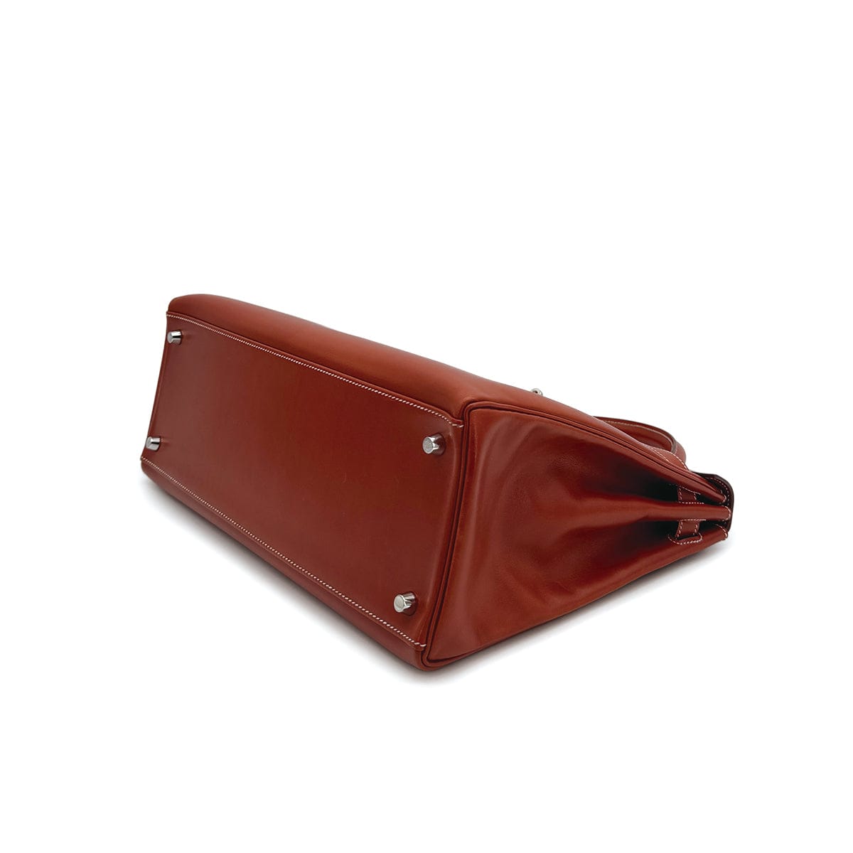 HERMES HERMES KELLY 35 RETOURNE BRICK BOXCALF HAND SHOULDER BAG 2010 SQUARE N PALLADIUM HARDWARE 90310335