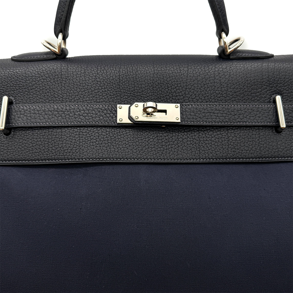 HERMES HERMES KELLY 50 RETOURNE BLUE MARINE TOGO TOILE OFFICIER HAND SHOULDER BAG □F SHW 90299345