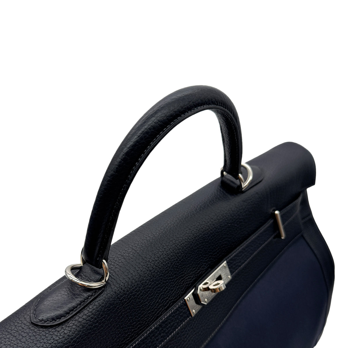 HERMES HERMES KELLY 50 RETOURNE BLUE MARINE TOGO TOILE OFFICIER HAND SHOULDER BAG □F SHW 90299345