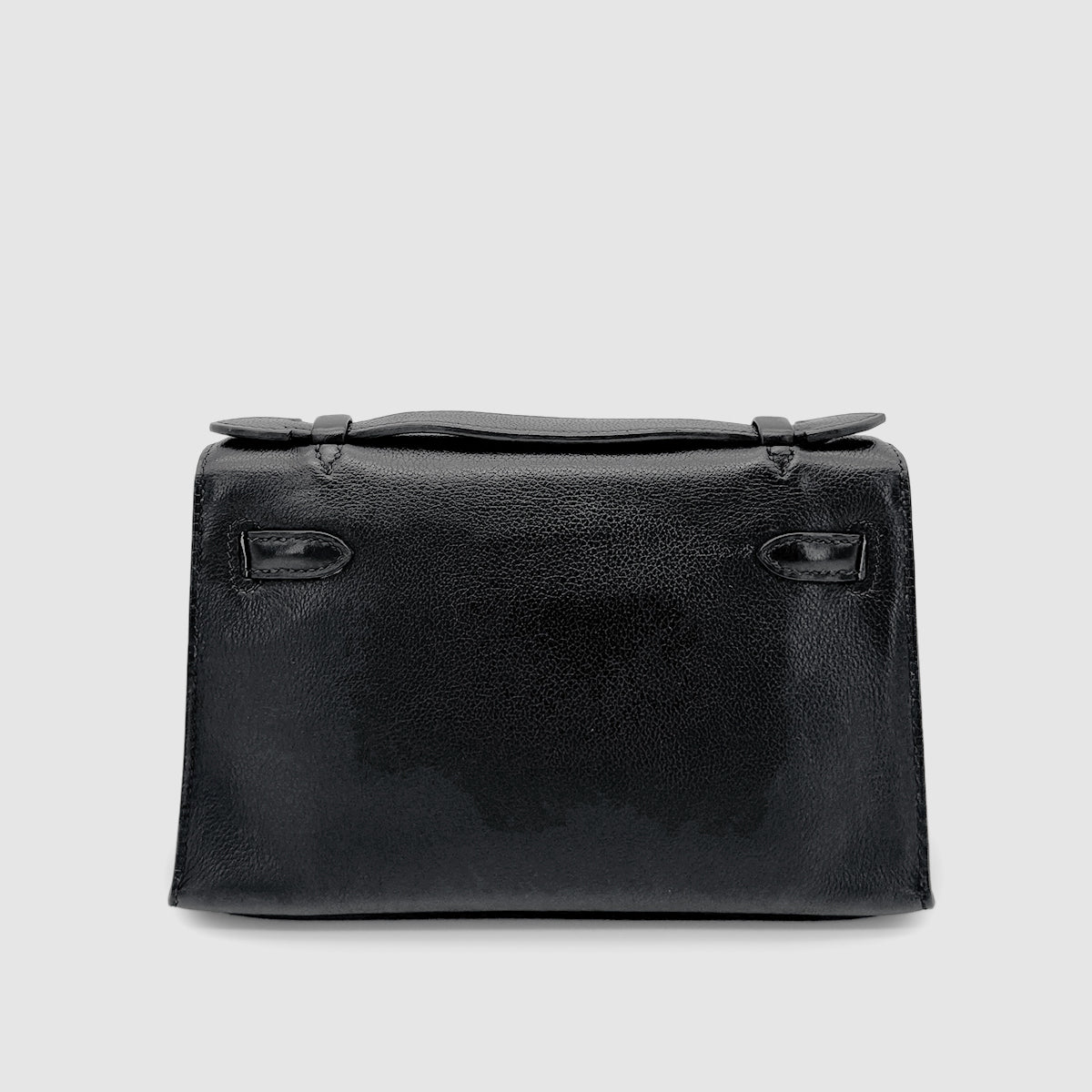 Hermès HERMES KELLY POCHETTE SELLIER BLACK EVERGRAIN HAND BAG □H PALLADIUM HARDWARE 90267766