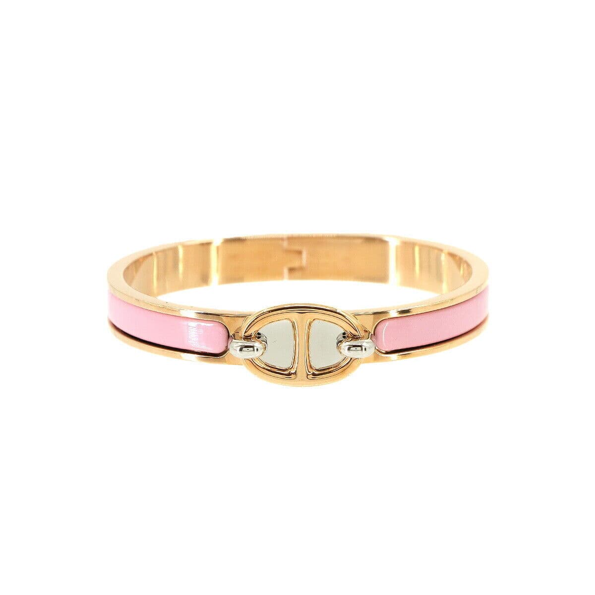 Hermès HERMES Mini Clic Chaine d'Ancre Bangle Bracelet Pink Pinkgold 90223230