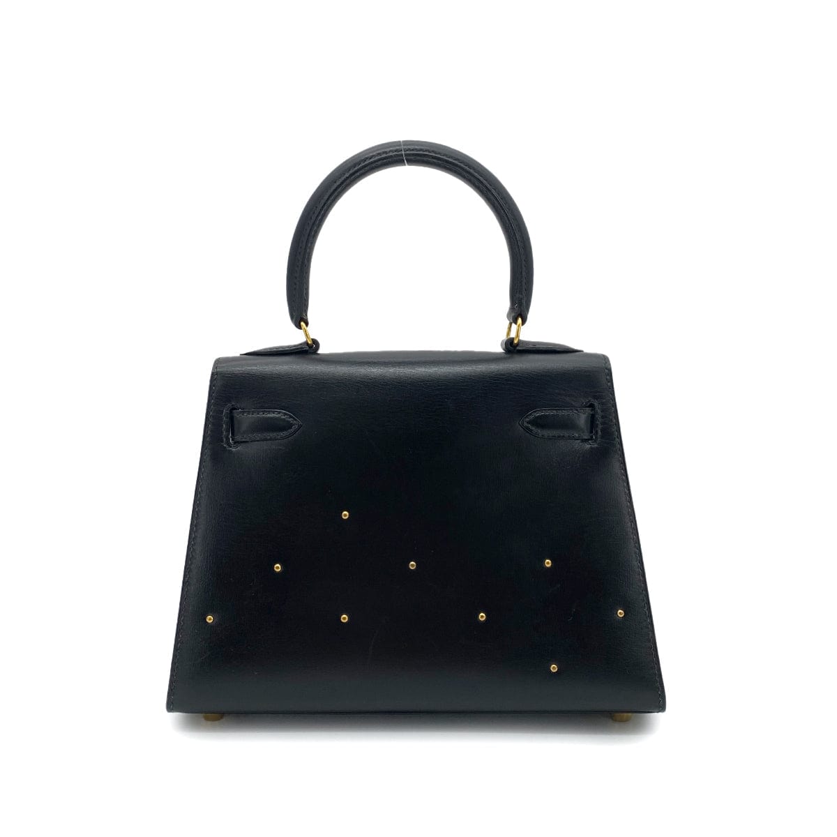 hermes HERMES MINI KELLY 20 BLACK BOXCALF STUDS HAND SHOULDER BAG 〇X GHW 90259869
