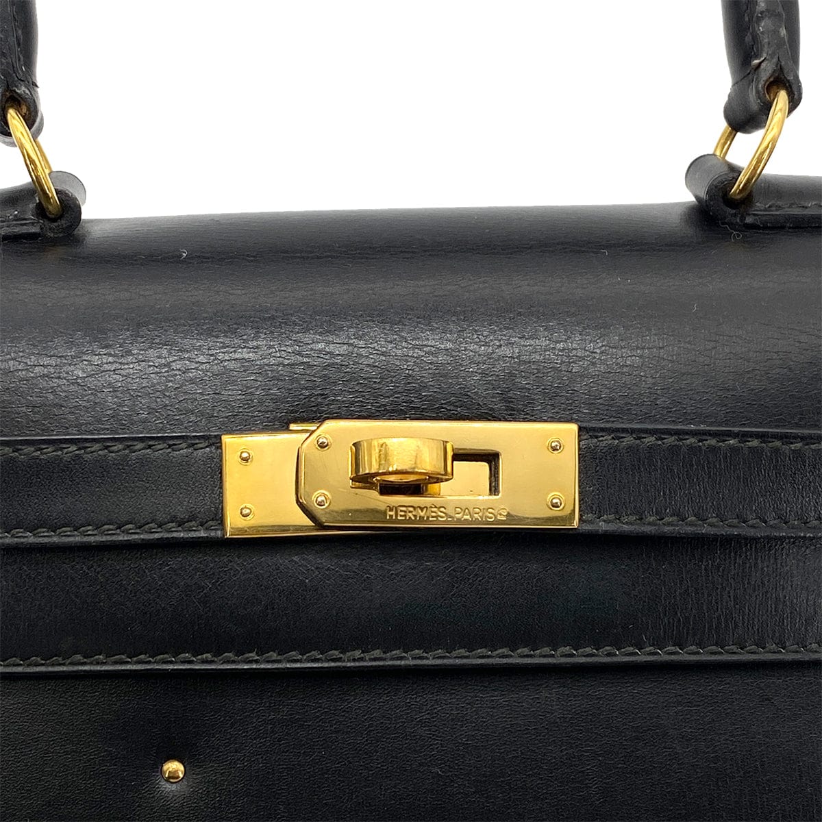hermes HERMES MINI KELLY 20 BLACK BOXCALF STUDS HAND SHOULDER BAG 〇X GHW 90259869