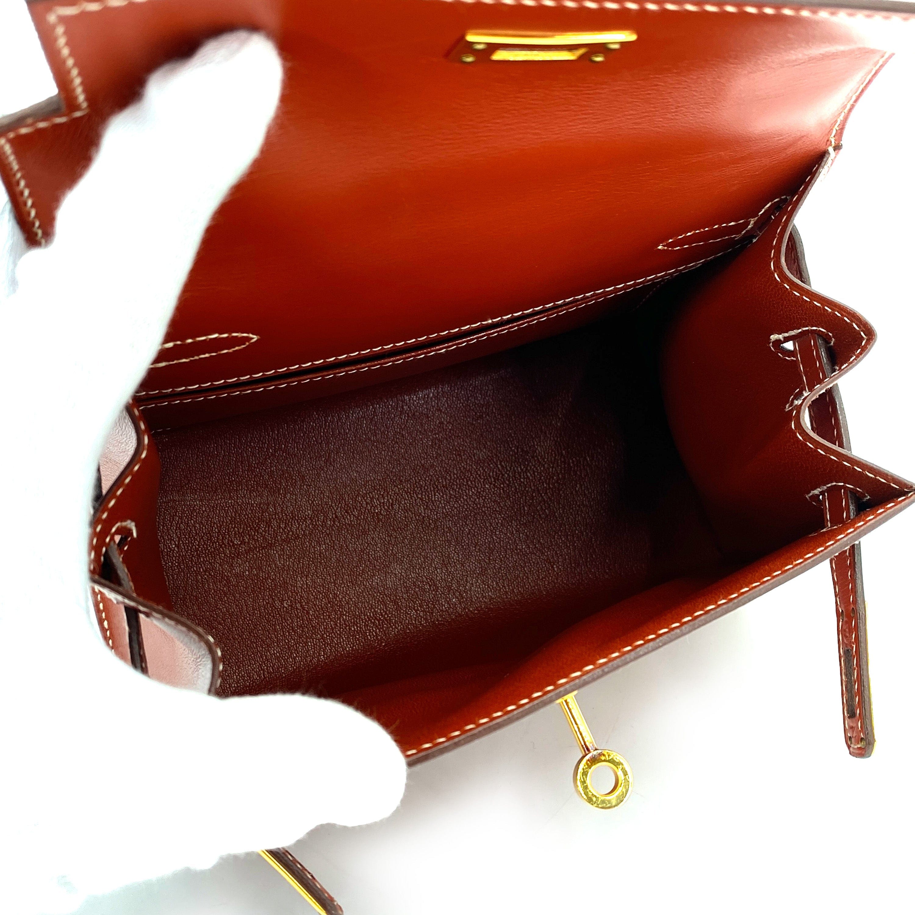 Hermes HERMES MINI KELLY 20 BRICK BOXCALF HAND SHOULDER BAG 〇W 90249068