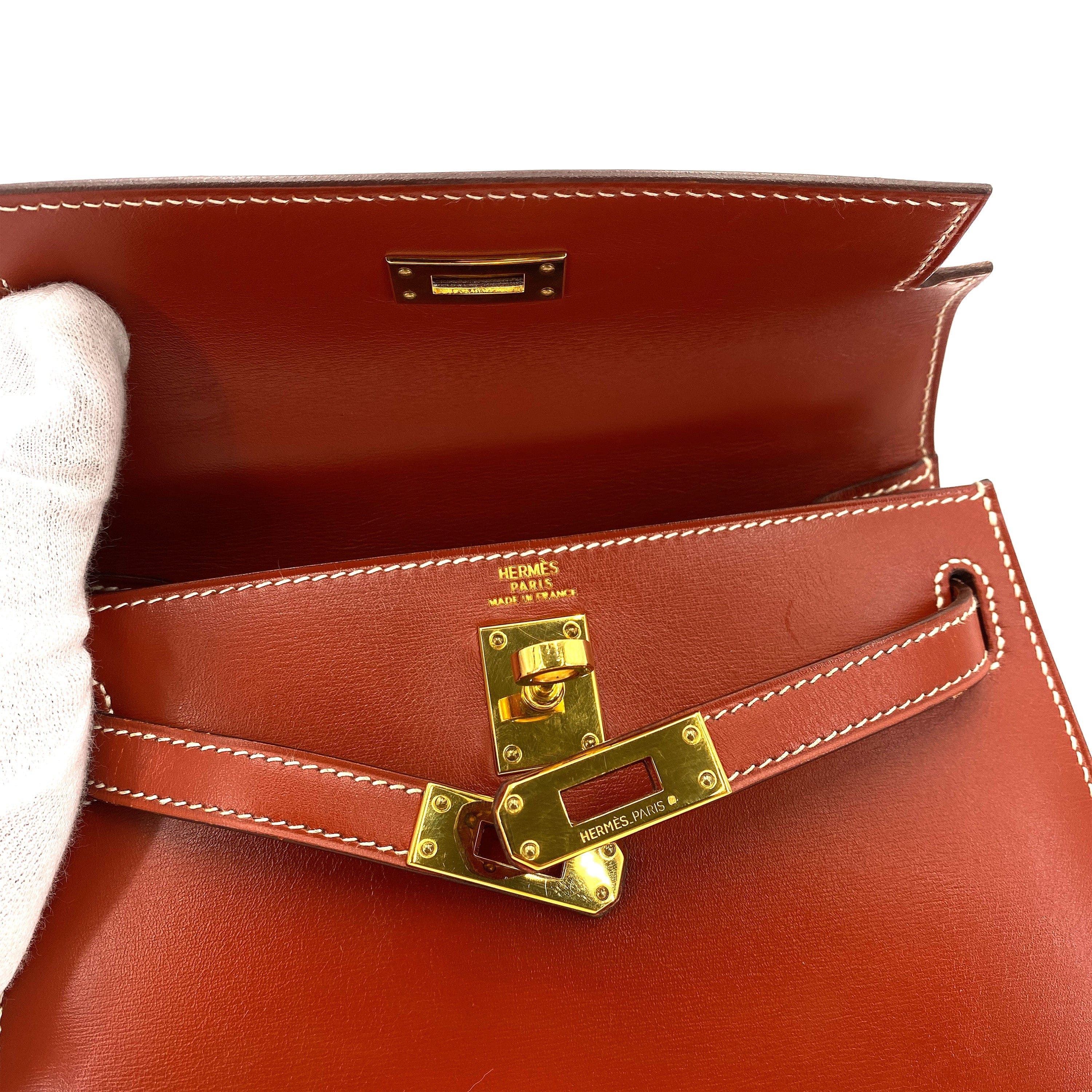 Hermes HERMES MINI KELLY 20 BRICK BOXCALF HAND SHOULDER BAG 〇W 90249068