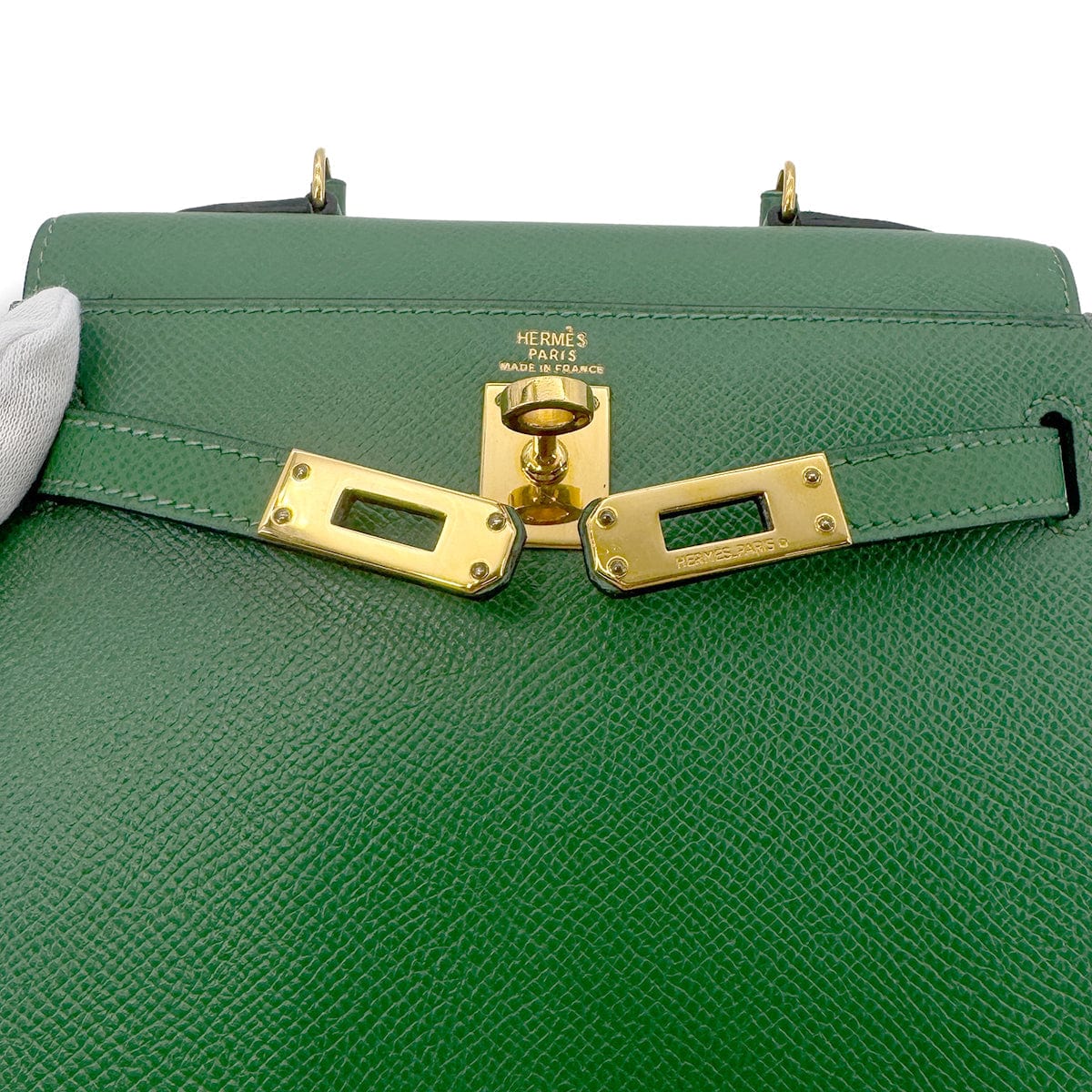 HERMES HERMES MINI KELLY 20 SELLIER GREEN COUCHEVEL SHOULDER BAG OY GHW 90239776