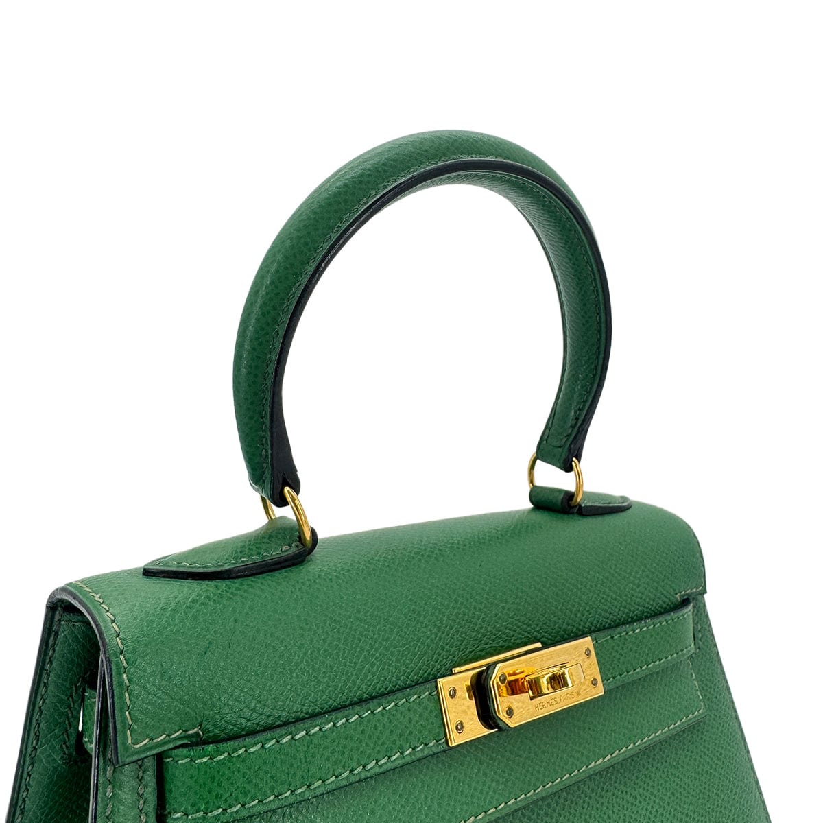 HERMES HERMES MINI KELLY 20 SELLIER GREEN COUCHEVEL SHOULDER BAG OY GHW 90239776