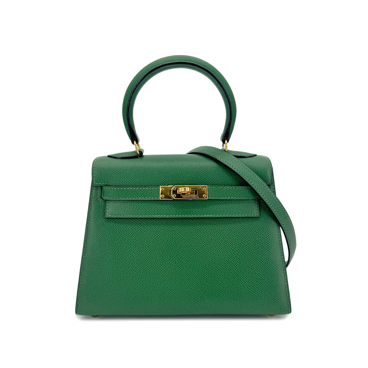 HERMES HERMES MINI KELLY 20 SELLIER GREEN COUCHEVEL SHOULDER BAG 〇Y GHW 90239776