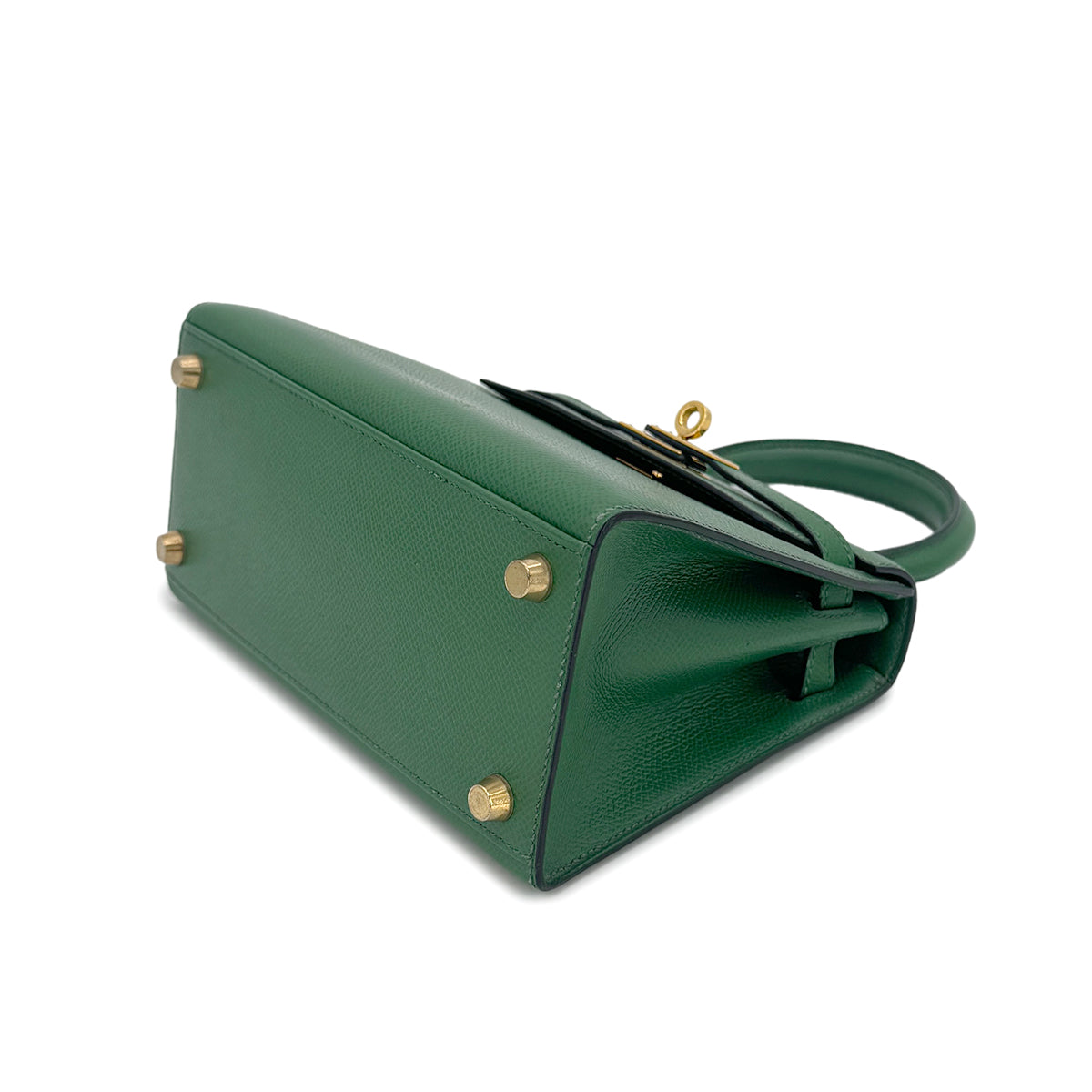 HERMES HERMES MINI KELLY 20 SELLIER GREEN COUCHEVEL SHOULDER BAG 〇Y GHW 90239776