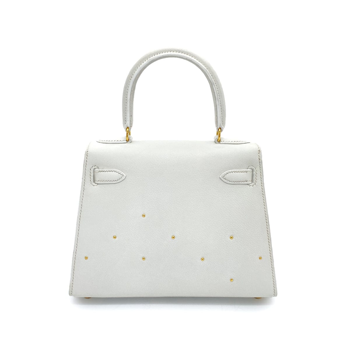 HERMES HERMES MINI KELLY 20 WHITE EVERCOLOR STUDS HAND SHOULDER BAG 〇X GHW 90259701