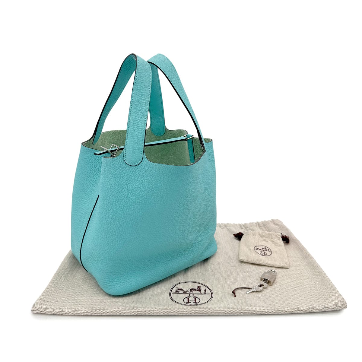 HERMES HERMES PICOTIN LOCK MM BLUE ATOLL TAURILLON CLEMENCE HAND BAG A SHW 90299303