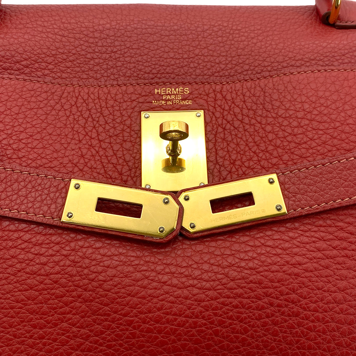 Hermès HERMES SHOULDER KELLY 42 ROUGE GARANCE TAURILLON CLEMENCE HAND SHOULDER BAG □M GHW 90279722