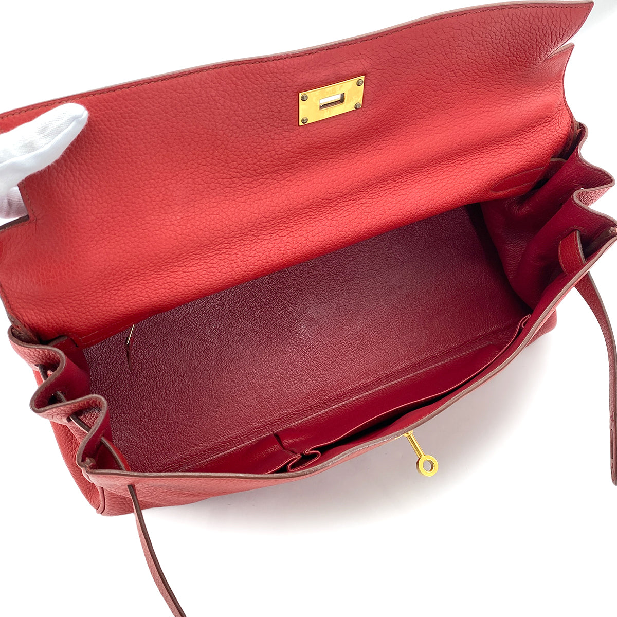 Hermès HERMES SHOULDER KELLY 42 ROUGE GARANCE TAURILLON CLEMENCE HAND SHOULDER BAG □M GHW 90279722