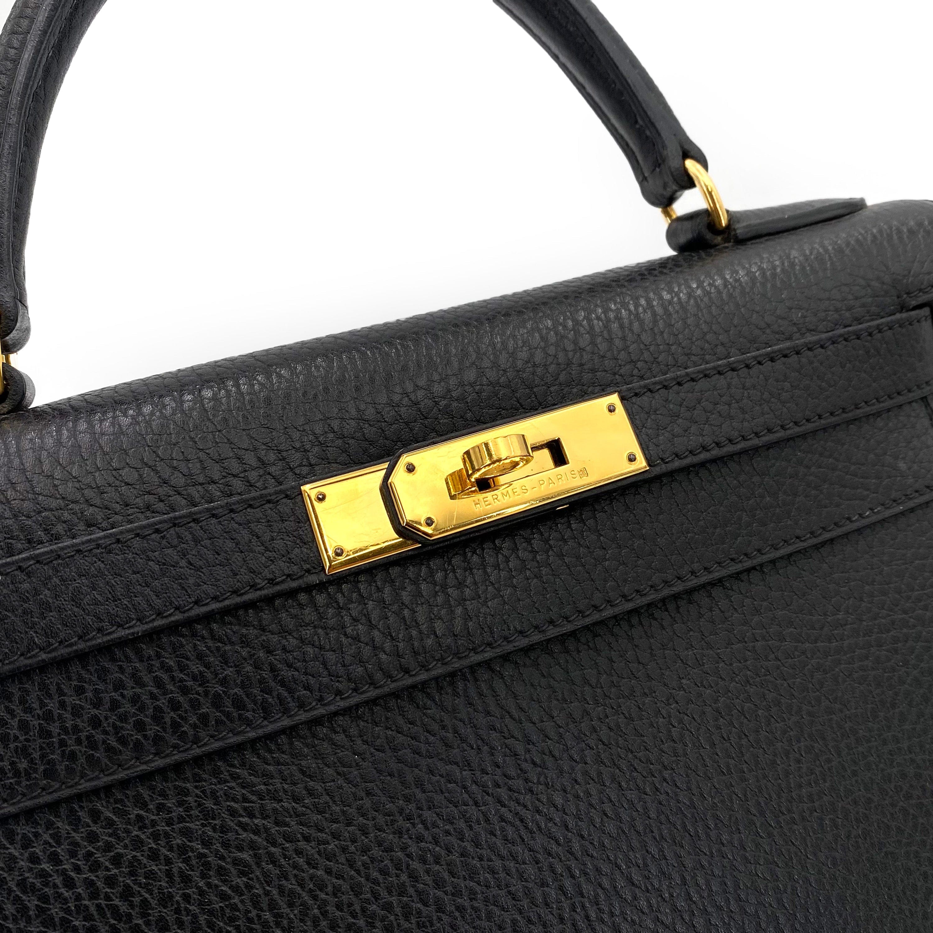 Hermès Hermès Vintage Kelly 28 Sellier Black Ardennes GHW #A 90242663