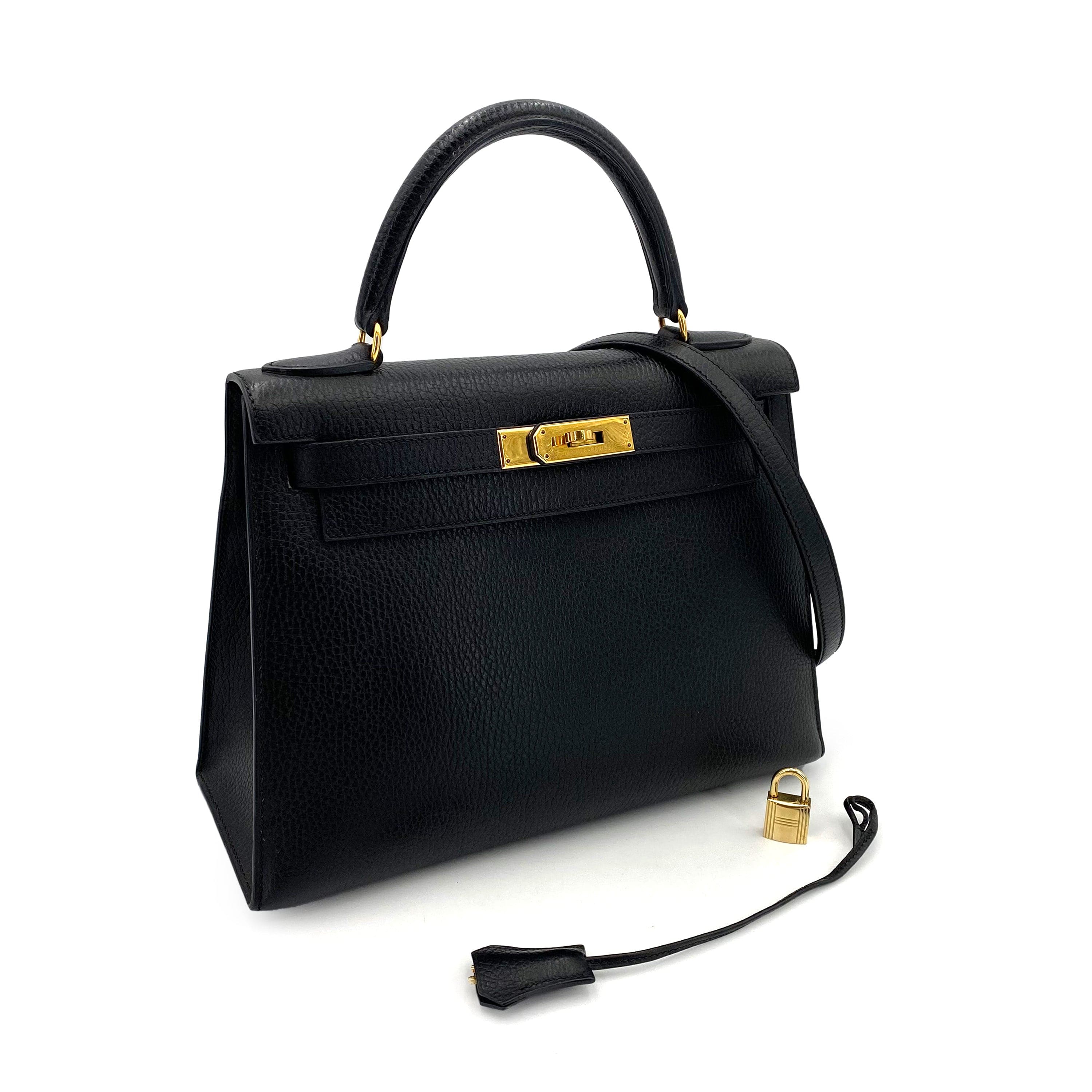 Hermès Hermès Vintage Kelly 28 Sellier Black Ardennes GHW #A 90242663