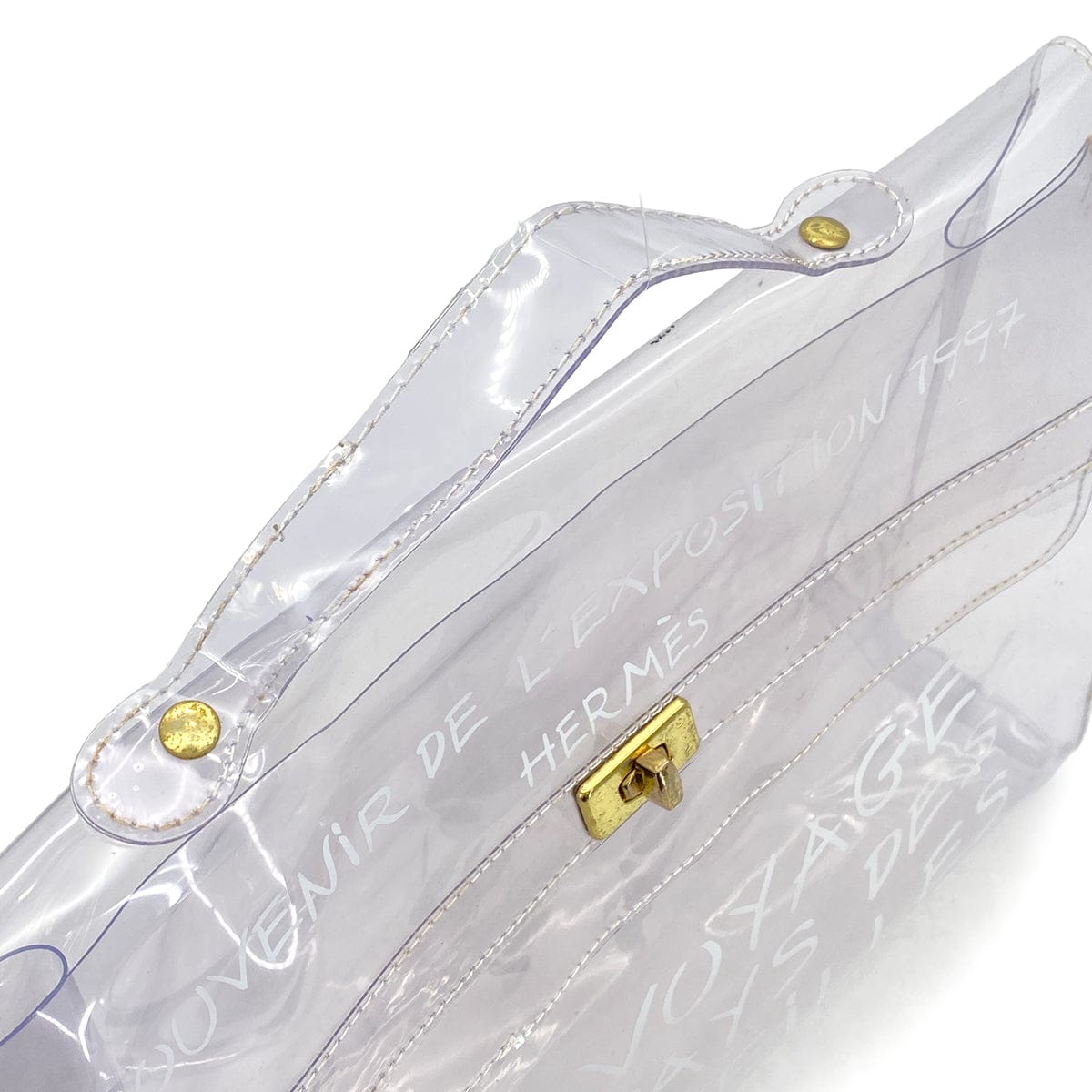 HERMES HERMES VINYL KELLY SOUVENIR DE L' EXPOSITION 1997 CLEAR HAND BAG GOLD HARDWARE 90327409