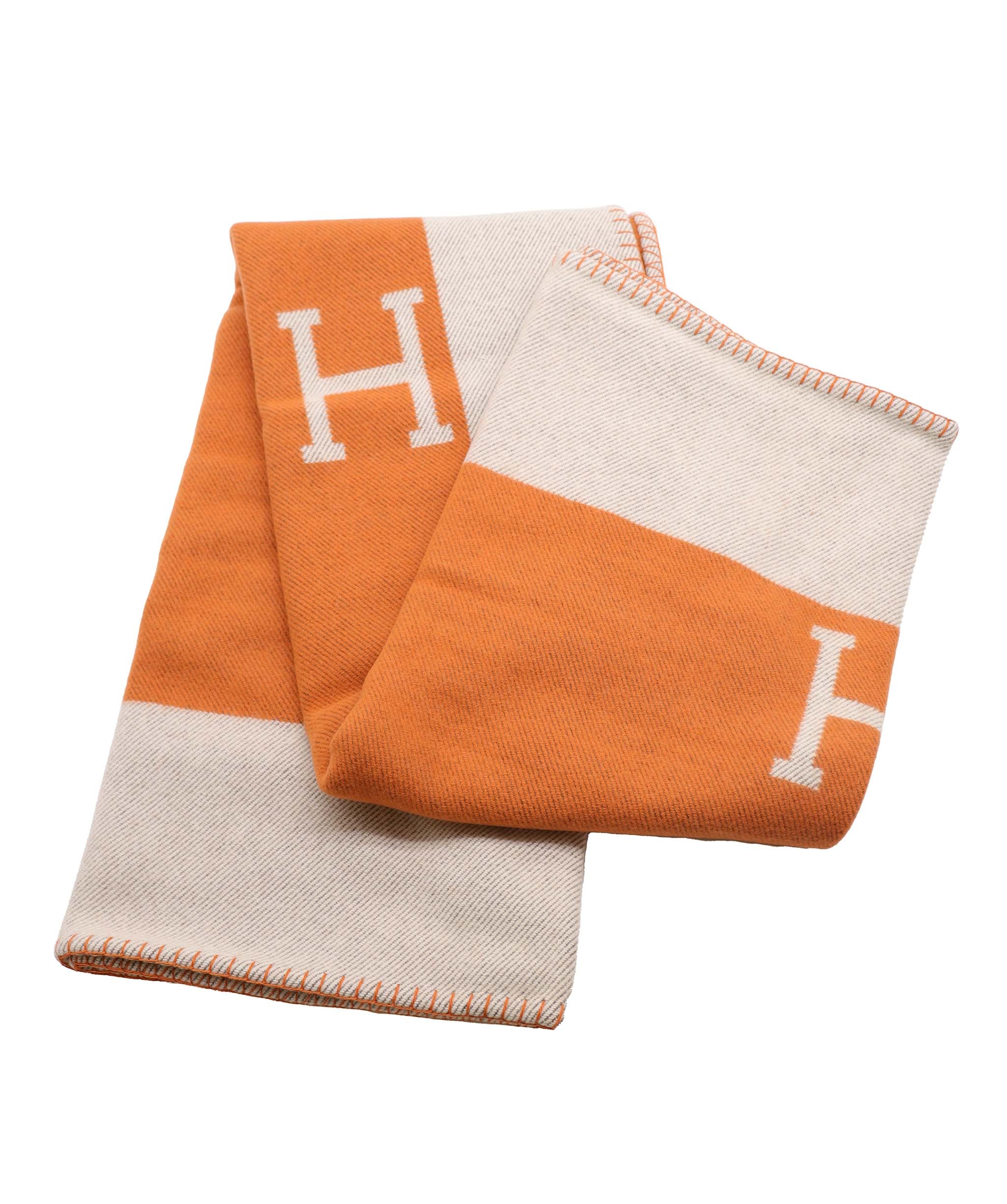 Hermès Hermes Cashmere Avalon Blanket Orange AGC2865