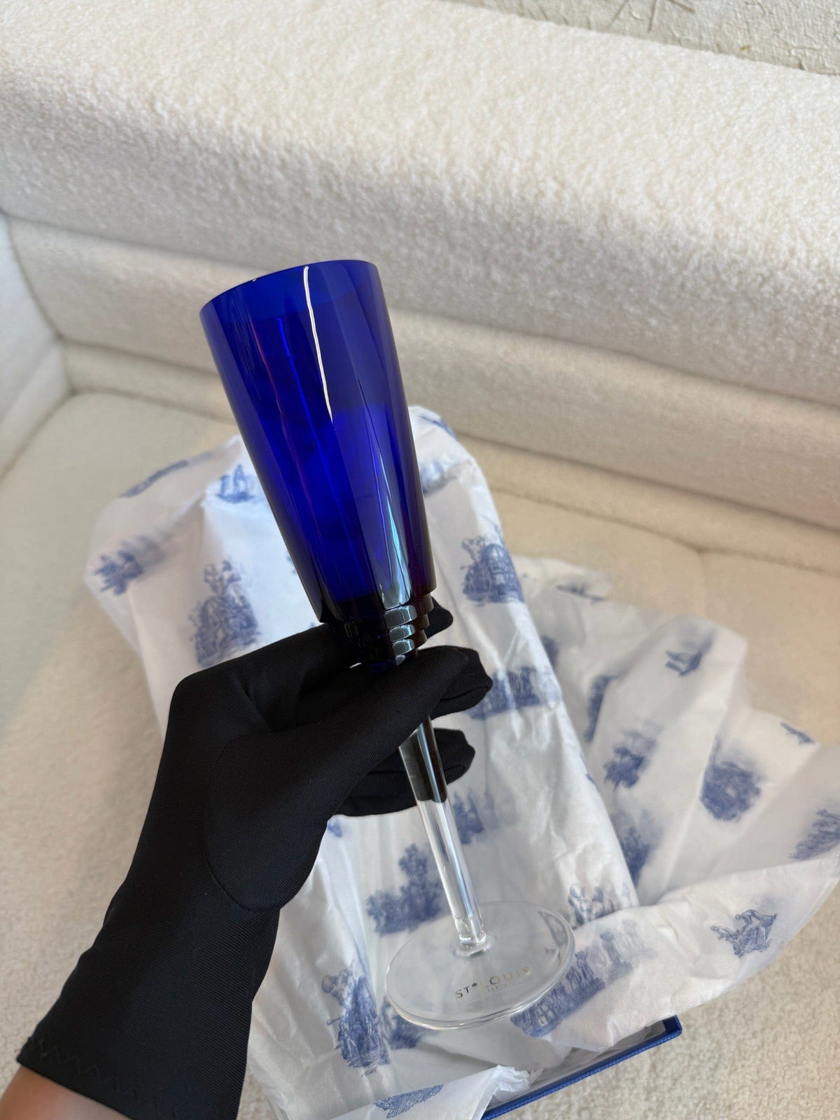 Hermès Hermes ST LOUIS Blue Champagne Flute