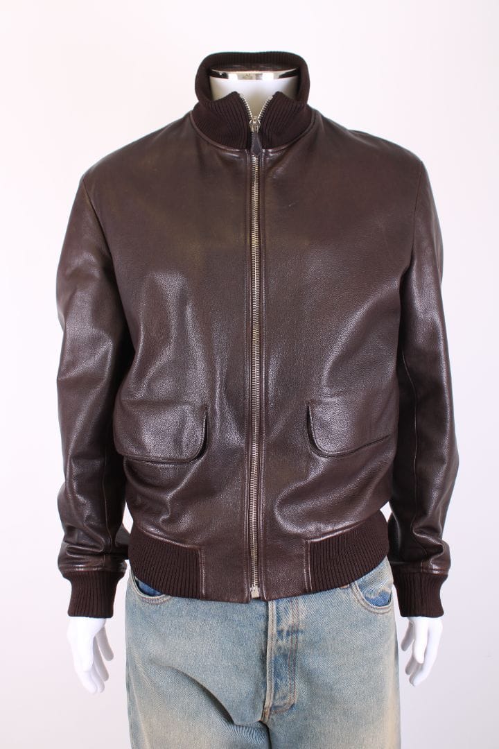 Hermes Hermes Leather Jacket Brown 50