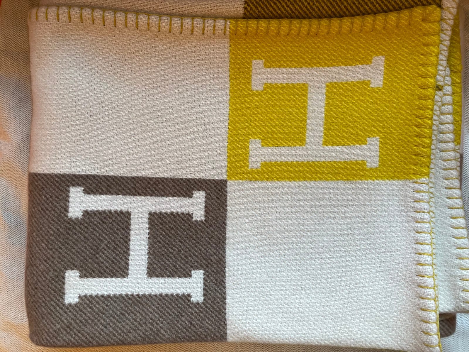 Hermès Hermes Avalon III blanket (c) Absinthe / Sisal Wool + Cashmere ALTC0345- no box