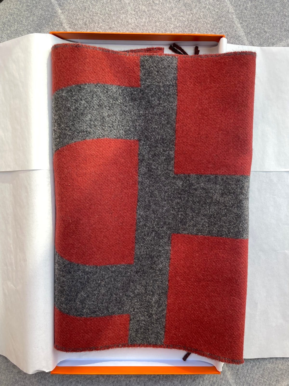 Hermès Hermes Casaque Grand Mors muffler Grenat / Anthracite 30 x 140 cm Cashmere ALTC0333