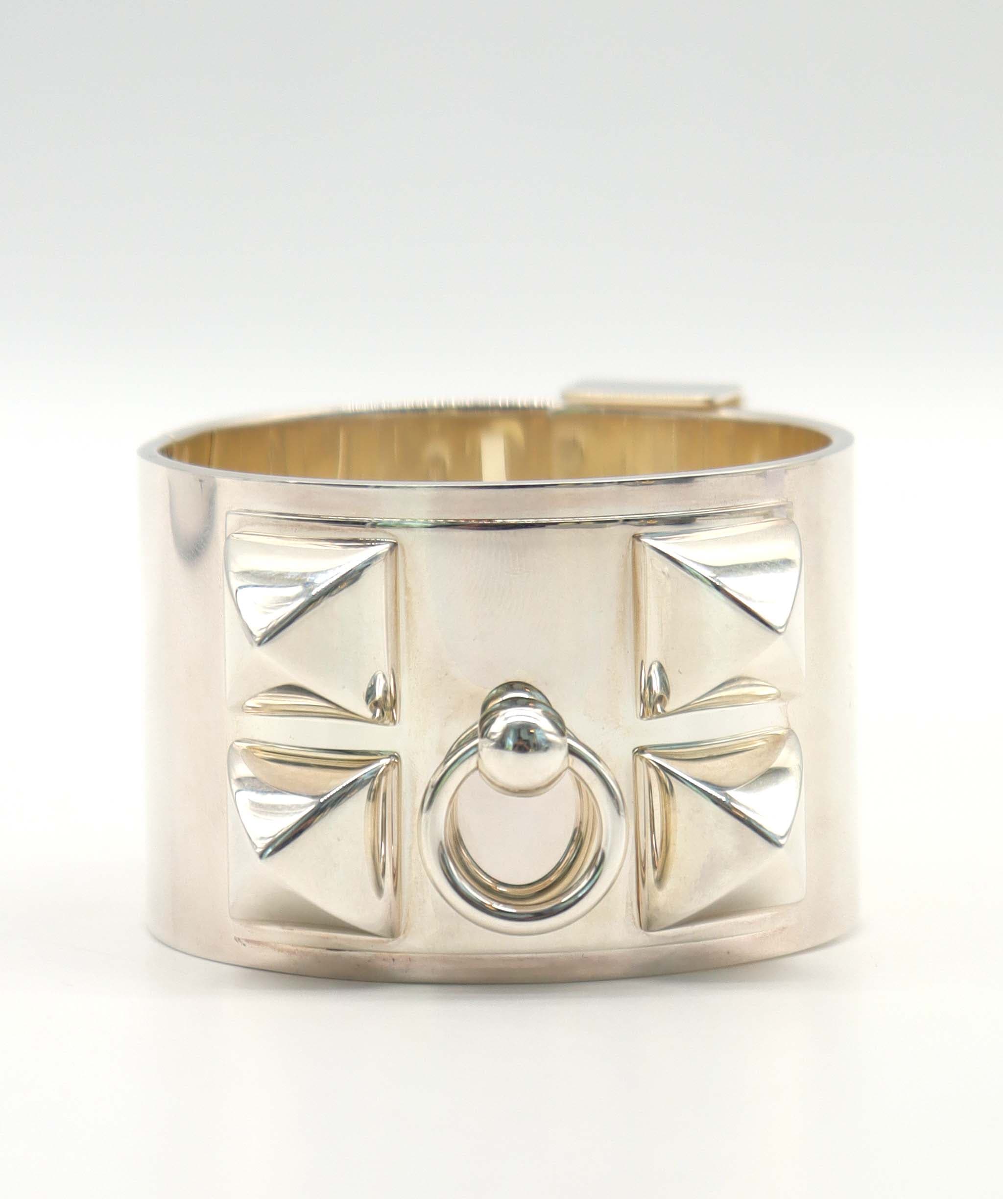 Hermès HERMES Collier de Chien Bangle SV Ag 925 Silver Collier De Chien Bangle Hermes 90317212 DXBS6394