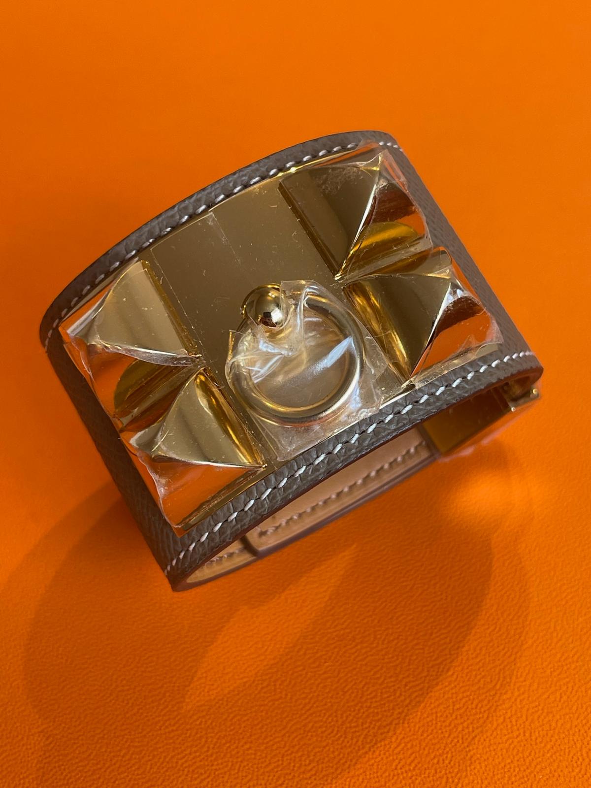 Hermès Hermes Collier de Chien Etoupe GHW T1 Epsom ALTC0297