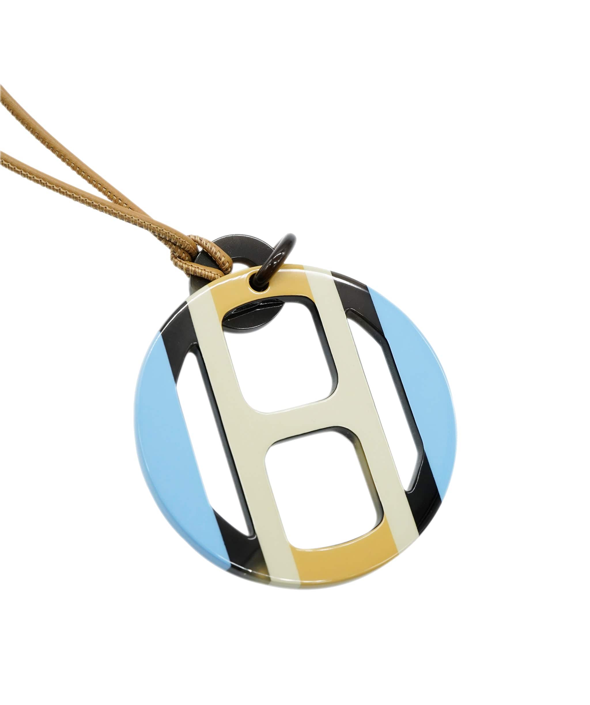 Hermès Hermes H Blue and Cream Necklace ALC2263