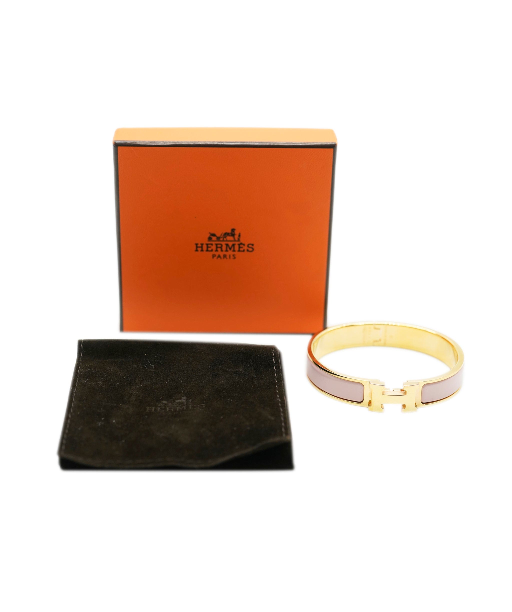 Hermès Yellow Gold Plated Hermes Clic H Bracelet In Rose Cassata ABC0785