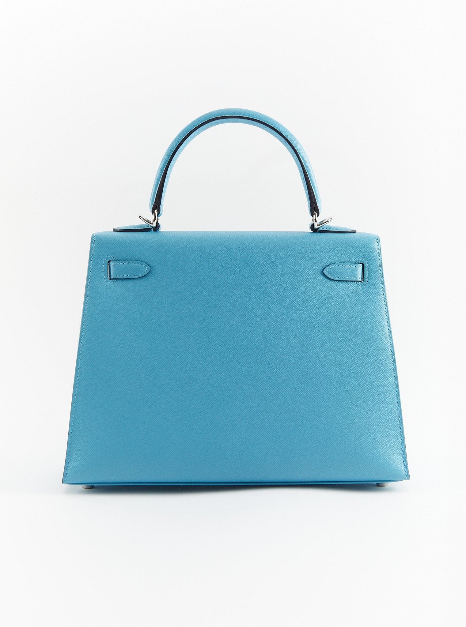 Hermès HERMÈS KELLY 25CM "VERSO" BLUE DU NORD WITH CUIVRE INTERIOR Madame Leather with Palladium Hardware