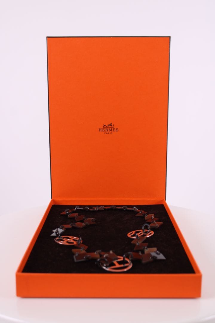 Hermes Hermes Horn Necklace Brown/ Silver