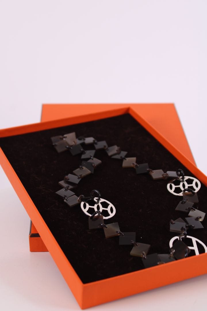 Hermes Hermes Horn Necklace Brown/ Silver