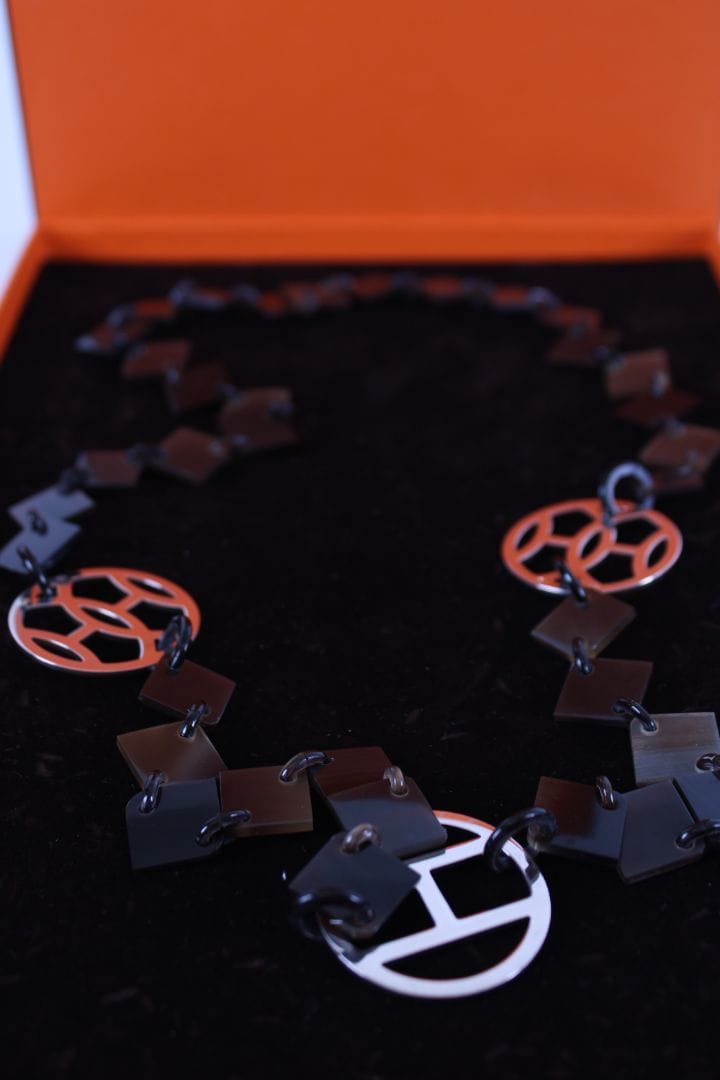 Hermes Hermes Horn Necklace Brown/ Silver